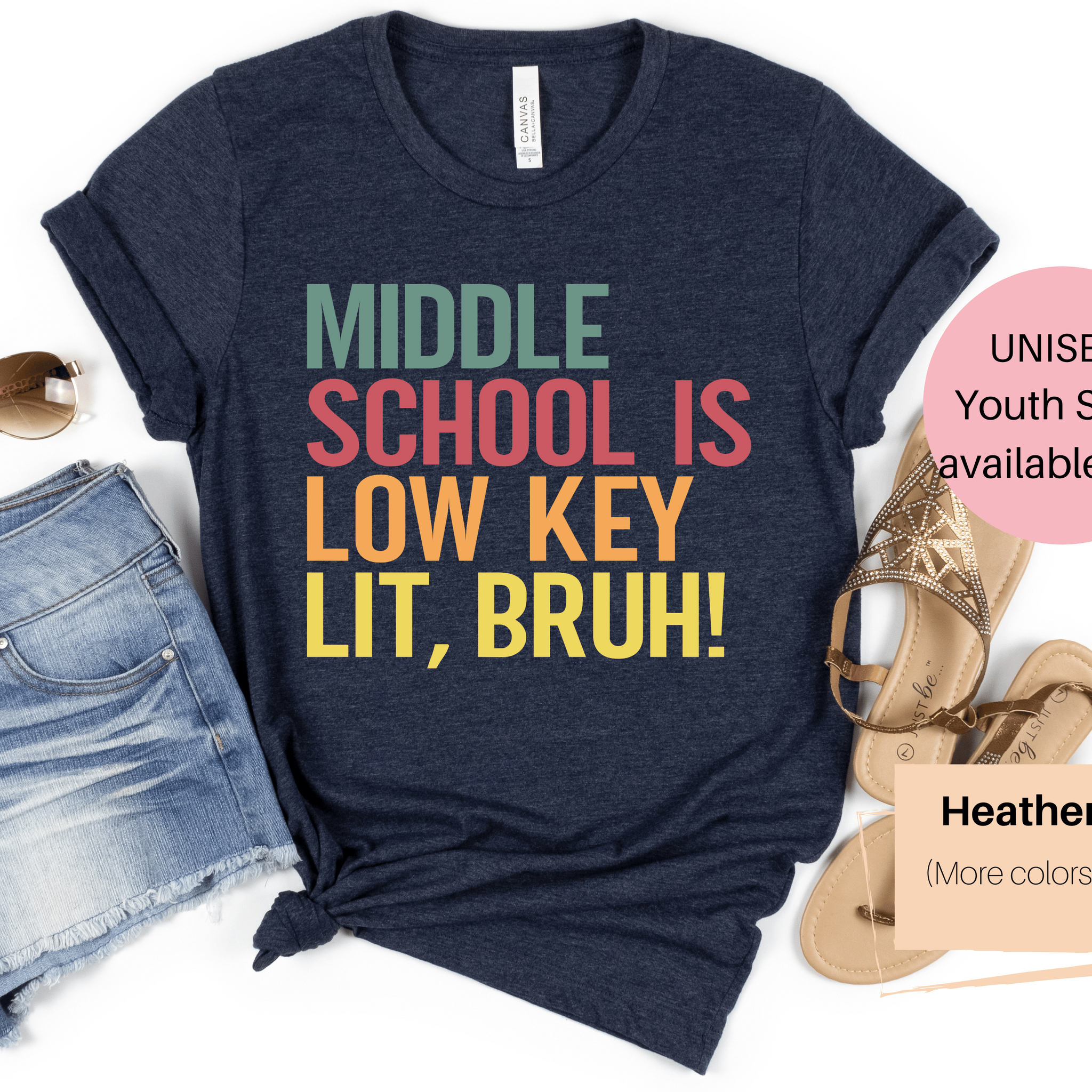 Middle School is Low Key Lit Bruh | Middle School Shirt | Funny Middle School Shirt | Funny Teacher Shirt | Middle School Teacher Shirt | Bruh Teacher Shirt | Low Key Teacher Shirt