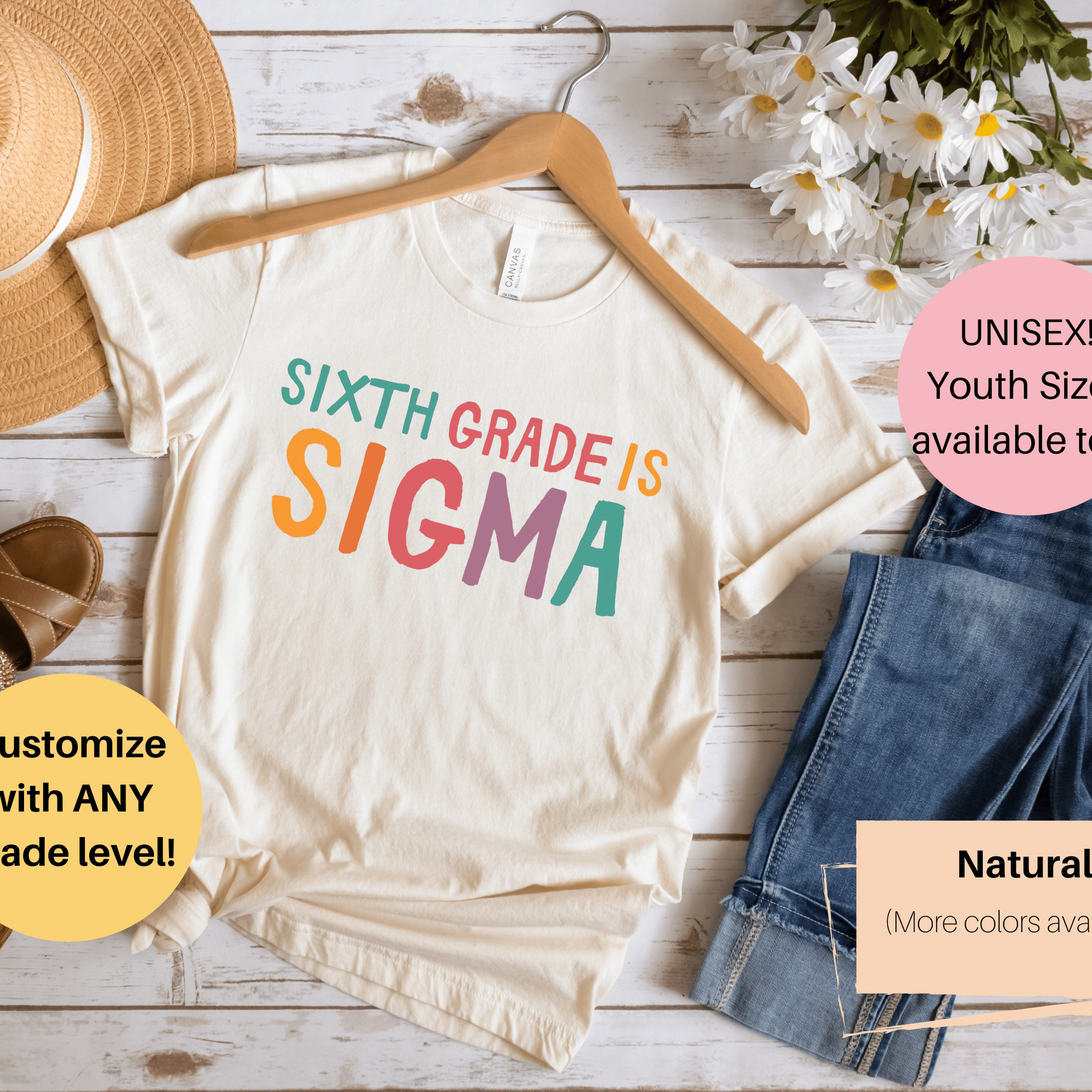 Custom Grade Teacher Shirt | Funny Teacher Shirt | Middle School is Sigma | Sixth Grade is Sigma | Fifth Grade is Sigma | Fourth Grade is Sigma | Third Grade is Sigma | Second Grade is Sigma | First Grade is Sigma