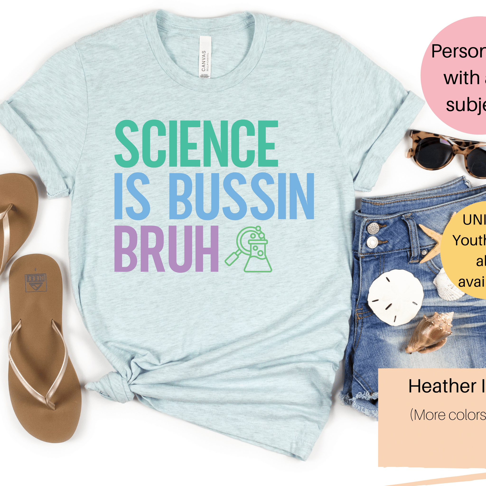 Custom Subject Teacher Shirt | Funny Teacher Shirt | Science is Bussin Bruh | Reading is Bussin Bruh | Math is Bussin Bruh | Social Studies is Bussin Bruh | P.E. is Bussin Bruh | Music is Bussin Bruh | Art is Bussin Bruh