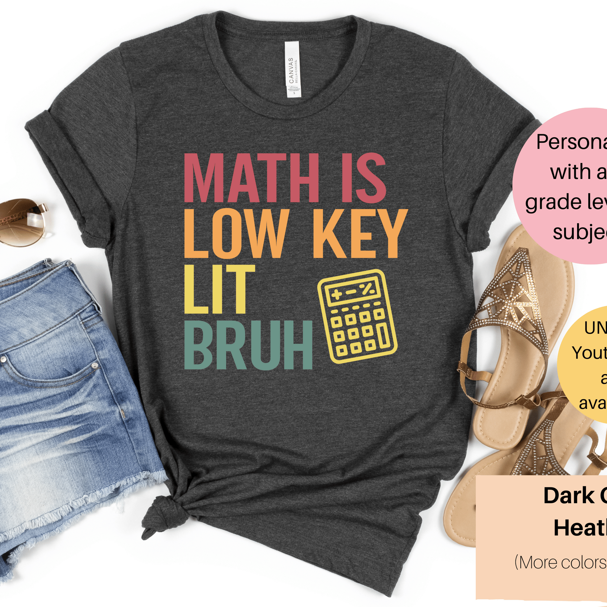 Custom Subject Teacher Shirt | Funny Teacher Shirt | Math is Low Key Lit Bruh | Social Studies is Low Key Lit Bruh | Reading is Low Key Lit Bruh | Science is Low Key Lit Bruh | P.E. is Low Key Lit Bruh | Music is Low Key Lit Bruh | Art is Low Key Lit Bruh