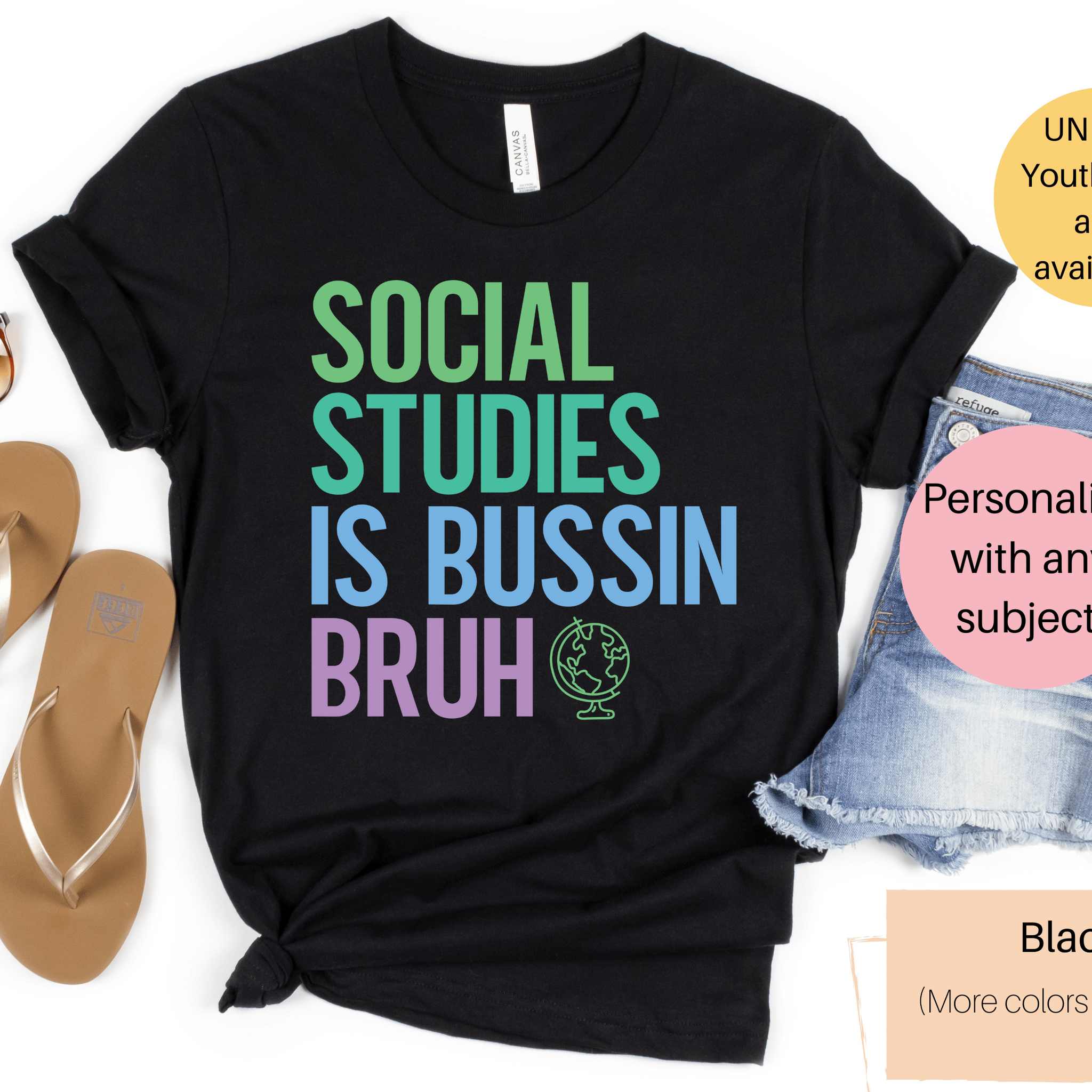 Custom Subject Teacher Shirt | Funny Teacher Shirt | Social Studies is Bussin Bruh | Reading is Bussin Bruh | Math is Bussin Bruh | Science is Bussin Bruh | P.E. is Bussin Bruh | Music is Bussin Bruh | Art is Bussin Bruh